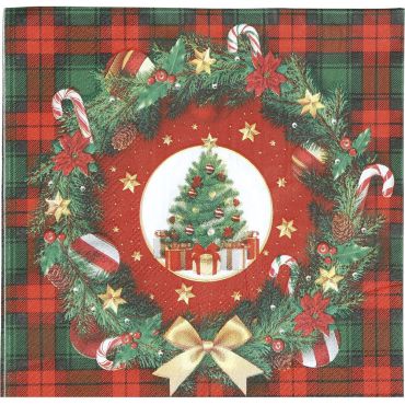 Serviettes de table motif sapin et couronne de Noël 33x33 cm | jourdefete.com Serviettes de table motif sapin et couronne de Noël 33x33 cm | jourdefete.com