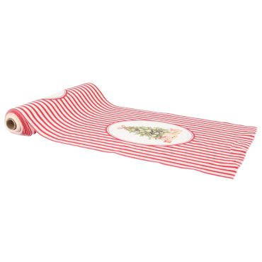 Chemin de table de Noël à rayures cerise et médaillon sapin Santa's Christmas | jourdefete.com Chemin de table de Noël à rayures cerise et médaillon sapin Santa's Christmas | jourdefete.com