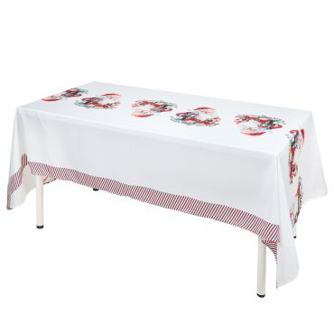 Nappe de Noël enfantin blanche et rouge Père Noël 145x240cm pour repas de fête | jourdefete.com Nappe de Noël enfantin blanche et rouge Père Noël 145x240cm pour repas de fête | jourdefete.com