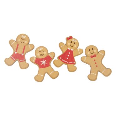 Lot de 4 personnages pain d’épices en bois pour décoration de Noël | jourdefete.com Lot de 4 personnages pain d’épices en bois pour décoration de Noël | jourdefete.com