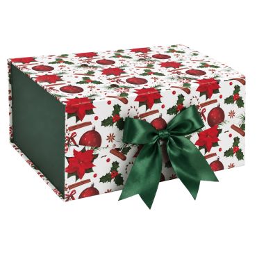 Boîte cadeau de Noël en carton - Fleur de Noël - Taille M