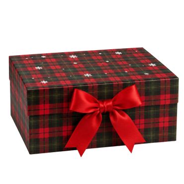 Boîte cadeau de Noël en carton - Tartan - Taille L Boîte cadeau de Noël en carton - Tartan - Taille L
