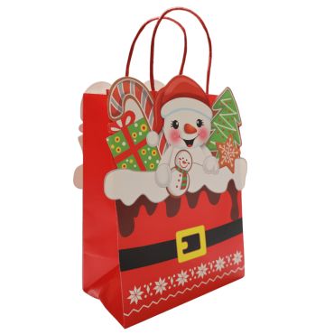 Sac cadeau de Noël avec bonhomme de neige et décor festif | jourdefete.com Sac cadeau de Noël avec bonhomme de neige et décor festif | jourdefete.com