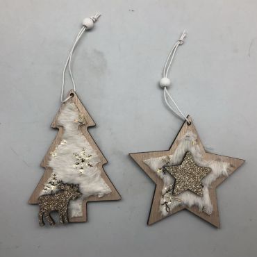 suspension en bois avec fourrure sapin ou étoile de Noël | jourdefete.com suspension en bois avec fourrure sapin ou étoile de Noël | jourdefete.com