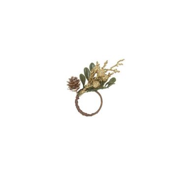 rond de serviette pomme de pin avec baies à paillettes dorées | jourdefete.com rond de serviette pomme de pin avec baies à paillettes dorées | jourdefete.com