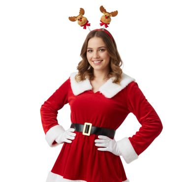 Serre-tête de Noël avec petites têtes de rennes en peluche | jourdefete.com Serre-tête de Noël avec petites têtes de rennes en peluche | jourdefete.com