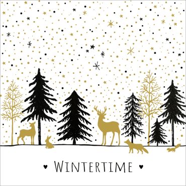 Serviettes de Noël motif forêt dorée et noire avec animaux 33x33 cm | jourdefete.com Serviettes de Noël motif forêt dorée et noire avec animaux 33x33 cm | jourdefete.com