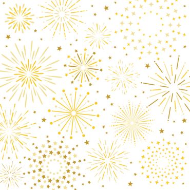 Serviettes cocktail Noël blanches avec feux d’artifice dorés | jourdefete.com