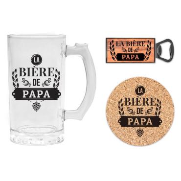 Coffret cadeau verre à bière " la bière de papa " Coffret cadeau verre à bière " la bière de papa "