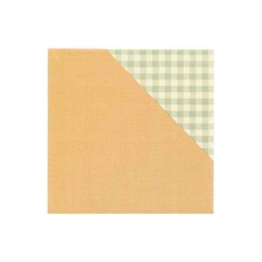 Serviettes de Pâques à plier en carotte orange et vichy vert sauge 33x33 cm | jourdefete.com
