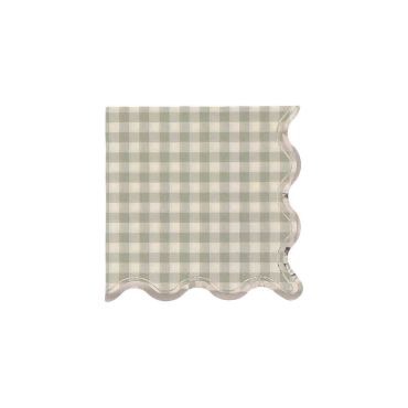 Serviettes cocktail Pâques papier jaune pâle vert sauge motif vichy | jourdefete.com