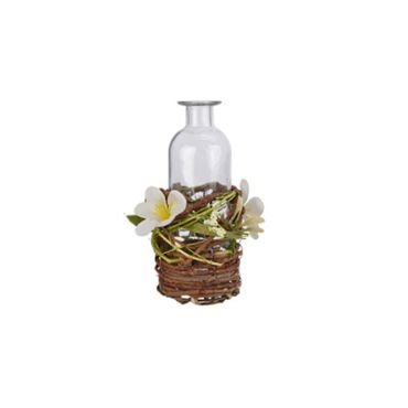 bouteille en verre avec brindilles et fleurs artificielles | jourdefete.com bouteille en verre avec brindilles et fleurs artificielles | jourdefete.com