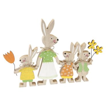 Famille de lapins en bois aux couleurs vives, déco festive de Pâques | jourdefete.com Famille de lapins en bois aux couleurs vives, déco festive de Pâques | jourdefete.com