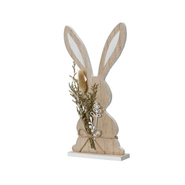 Lapin déco en bois H30 cm avec fleurs séchées et ficelle, esprit naturel | jourdefete.com Lapin déco en bois H30 cm avec fleurs séchées et ficelle, esprit naturel | jourdefete.com