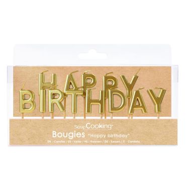 Bougies Happy Birthday dorées pour gâteau d'anniversaire | jourdefete.com Bougies Happy Birthday dorées pour gâteau d'anniversaire | jourdefete.com