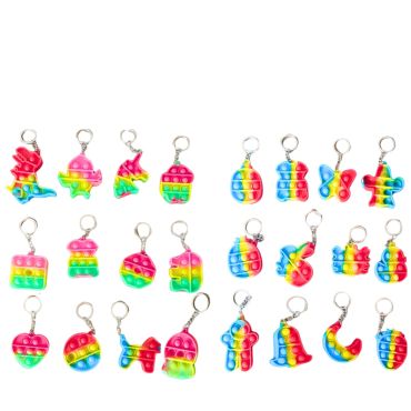 Porte-clés jouet anti-stress mini pop-it multicolore en silicone avec formes de dinosaures, licornes et animaux | jourdefete.com Porte-clés jouet anti-stress mini pop-it multicolore en silicone avec formes de dinosaures, licornes et animaux | jourdefete.com