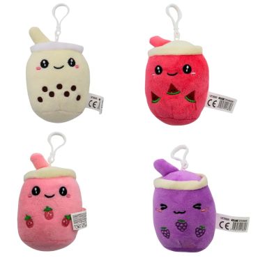 Porte-clés peluche kawaii en forme de gobelet de bubble tea aux fruits | jourdefete.com