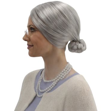 Perruque mamie chignon gris avec coiffure classique et style rétro pour déguisement | jourdefete.com Perruque mamie chignon gris avec coiffure classique et style rétro pour déguisement | jourdefete.com