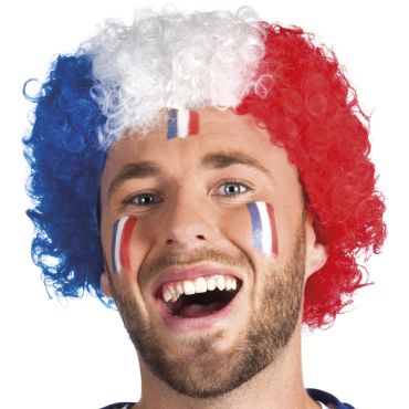 Perruque de Supporter Bleu Blanc Rouge - France Perruque de Supporter Bleu Blanc Rouge - France