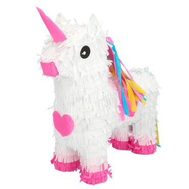 Piñata licorne blanche avec corne rose et crinière multicolore pour animation d'anniversaire | jourdefete.com Piñata licorne blanche avec corne rose et crinière multicolore pour animation d'anniversaire | jourdefete.com