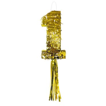 Piñata à tirer - Chiffre 1 Doré | jourdefete.com