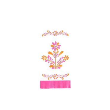 Serviettes à franges Pink Lemonade papier blanc framboise orange | jourdefete.com