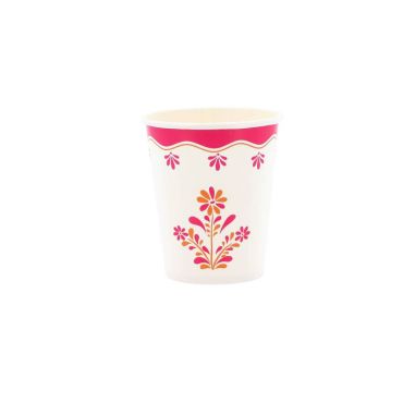 Gobelets carton blancs motifs fleurs framboise et orange Pink Lemonade | jourdefete.com Gobelets carton blancs motifs fleurs framboise et orange Pink Lemonade | jourdefete.com