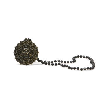 Collier médaillon pirate noir avec crâne | jourdefete.com Collier médaillon pirate noir avec crâne | jourdefete.com