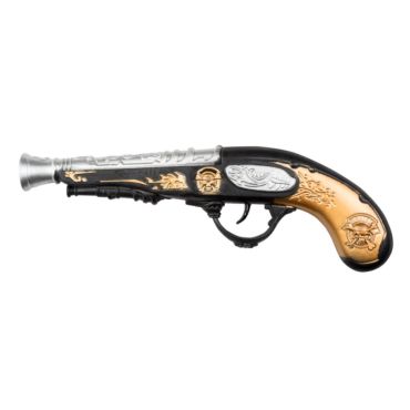 Pistolet pirate jouet 27 cm avec décorations dorées et argentées | jourdefete.com Pistolet pirate jouet 27 cm avec décorations dorées et argentées | jourdefete.com