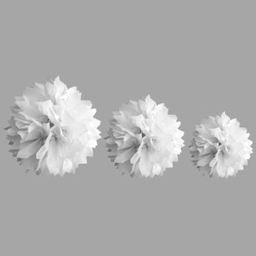 Décoration Pompon Blanc - assortiment de 3 tailles Décoration Pompon Blanc - assortiment de 3 tailles
