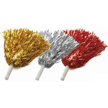 Pompon métallique doré, argenté ou rouge pour animation et spectacle | jourdefete.com
