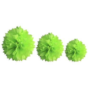 Décoration Pompon Vert Anis - assortiment de 3 tailles Décoration Pompon Vert Anis - assortiment de 3 tailles