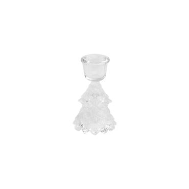 Porte-bougie flambeau sapin en verre décoratif pour Noël | jourdefete.com