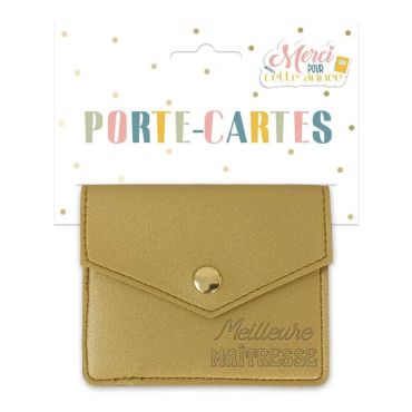 Un splendide porte-cartes doré avec écrit "Meilleure Maîtresse" pour la fin de l'année scolaire | jourdefete.com