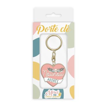Porte-clé en métal - Nounou Adorée | jourdefete.com