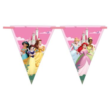 Guirlande fanions Princesses Disney avec Jasmine, Blanche-Neige, Belle, Cendrillon, Ariel et Tiana | jourdefete.com