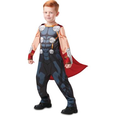 Garçon portant un déguisement de Thor avec une combinaison armure imprimée et une cape rouge | jourdefete.com Garçon portant un déguisement de Thor avec une combinaison armure imprimée et une cape rouge | jourdefete.com