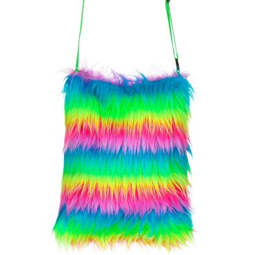 Sac à main arc-en-ciel en peluche | jourdefete.com