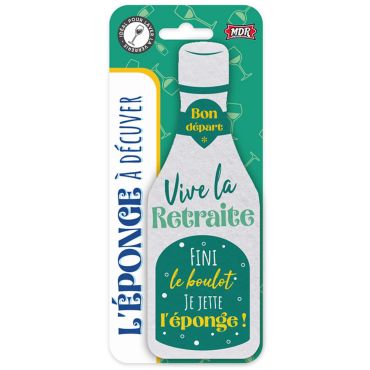Éponge humoristique en forme de bouteille avec message de retraite "Vive la Retraite" | jourdefete.com Éponge humoristique en forme de bouteille avec message de retraite "Vive la Retraite" | jourdefete.com