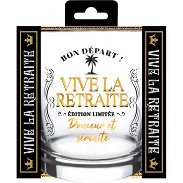 Verre à whisky noir et doré avec inscription "Vive la Retraite – Douceur et sérénité" | jourdefete.com Verre à whisky noir et doré avec inscription "Vive la Retraite – Douceur et sérénité" | jourdefete.com