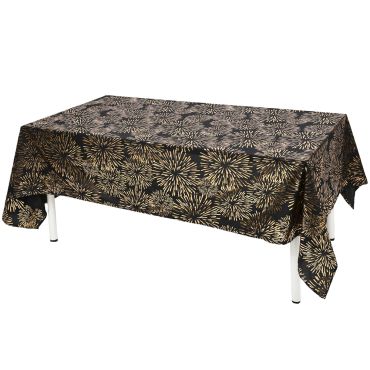Nappe de fête rectangle noire imprimée feu d artifice dore et argente 145x240 cm pour réveillon saint sylvestre | jourdefete.com Nappe de fête rectangle noire imprimée feu d artifice dore et argente 145x240 cm pour réveillon saint sylvestre | jourdefete.com