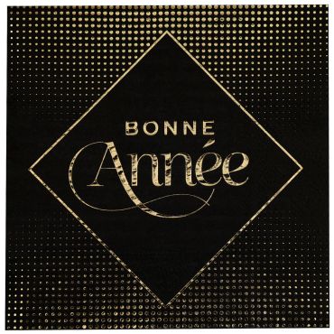 Serviettes en papier réveillon Bonne Année noir et or 33x33 cm | jourdefete.com Serviettes en papier réveillon Bonne Année noir et or 33x33 cm | jourdefete.com