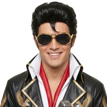 Personne souriante portant des lunettes dorées de star du rock | jourdefete.com Personne souriante portant des lunettes dorées de star du rock | jourdefete.com