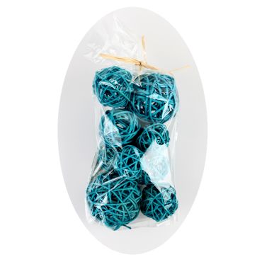 Assortiment de 10 Boules en Rotin - Turquoise Assortiment de 10 Boules en Rotin - Turquoise
