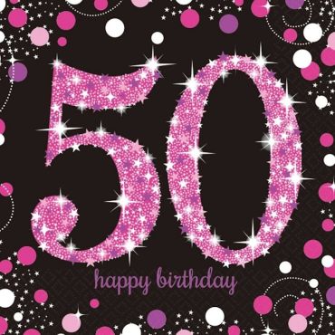 16 Serviettes 50 Ans - Rose / Noir 16 Serviettes 50 Ans - Rose / Noir