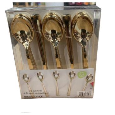 Cuillères à dessert dorées élégantes (lot de 25) | jourdefete.com Cuillères à dessert dorées élégantes (lot de 25) | jourdefete.com