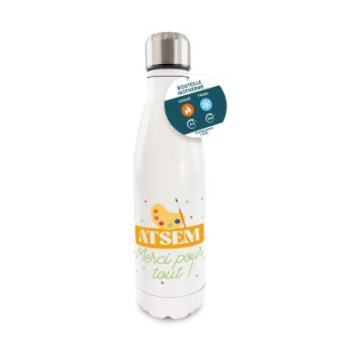 Gourde isotherme "ATSEM, merci pour tout !" avec palette de peinture | jourdefete.com Gourde isotherme "ATSEM, merci pour tout !" avec palette de peinture | jourdefete.com