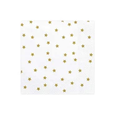 Serviettes blanches avec étoiles dorées pour décorations festives | jourdefete.com