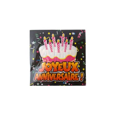 Paquet de 20 serviettes "Joyeux anniversaire"