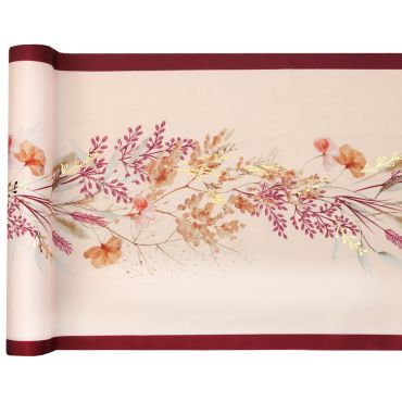 Chemin de table aubépine sienne motifs floraux dorés mariage | jourdefete.com Chemin de table aubépine sienne motifs floraux dorés mariage | jourdefete.com